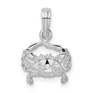 Million Charms 925 Sterling Silver Silver Blue Crab Necklace Charm Pendant